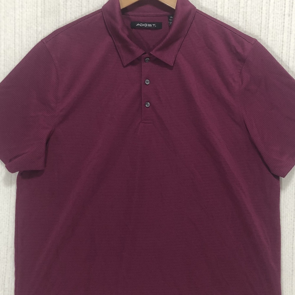 AXIST Mens XL Burgundy Textured Short Sleeve Polo Shirt Performance P.O. SU15733